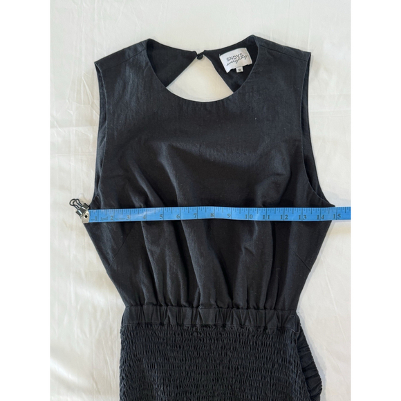 SNDYS Black Cotton Cutout Smocked Maxi Dress Boho Minimalist Size XL - Picture 8 of 15